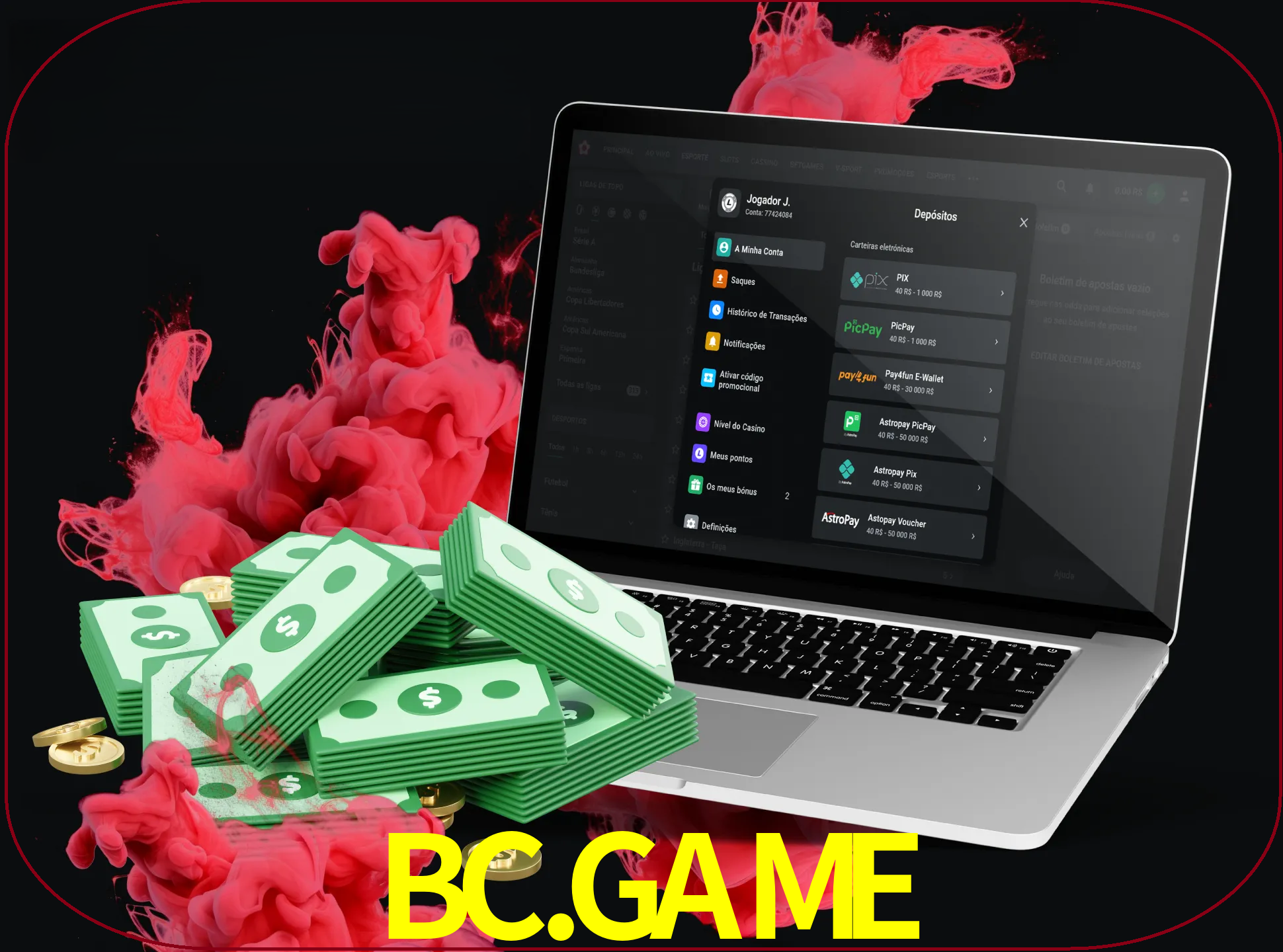Para efetuar um depósito na sua conta bc.game, basta escolher o método de depósito e especificar o montante.