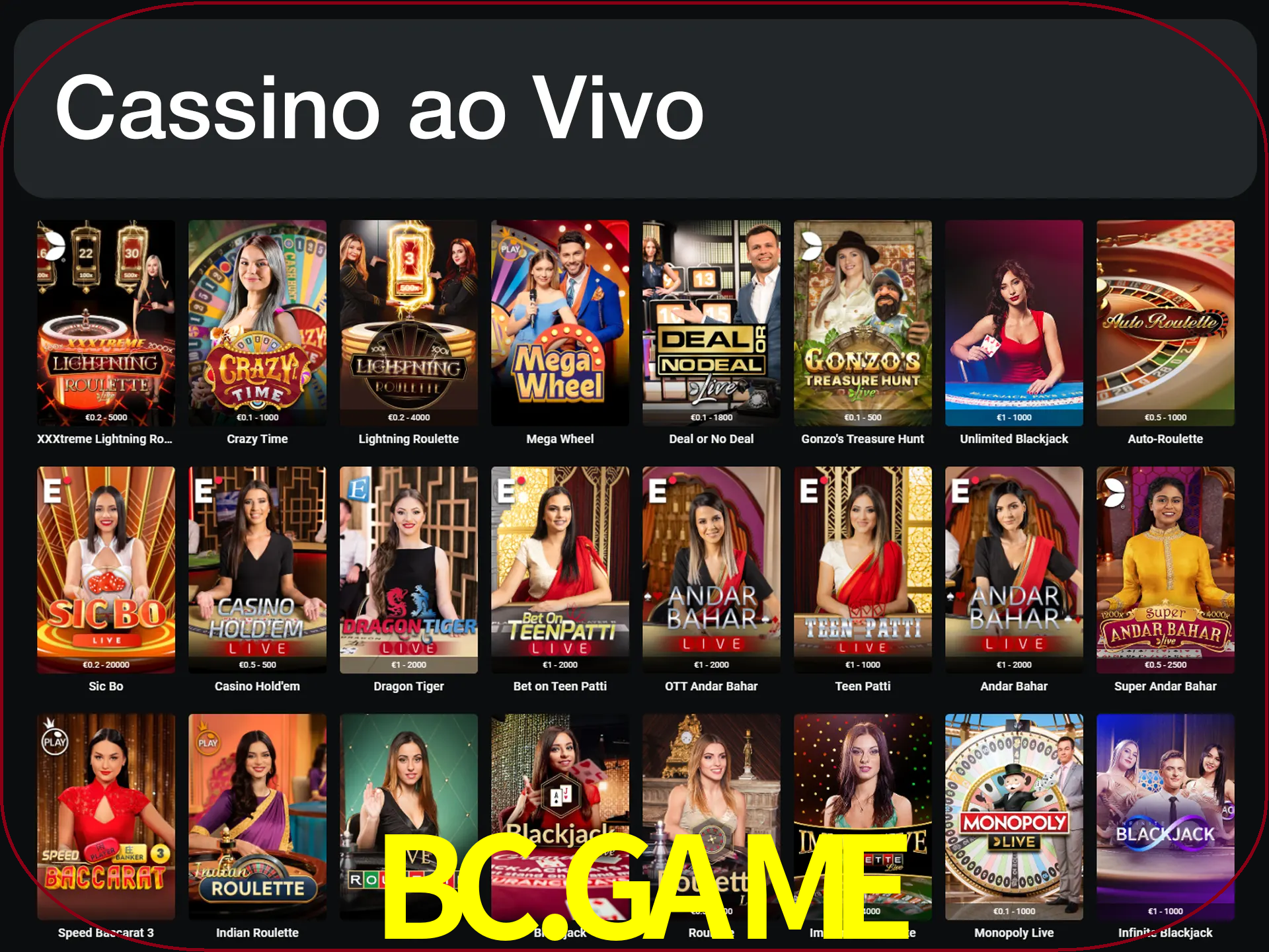 Jogue jogos de cassino com um verdadeiro dealer.