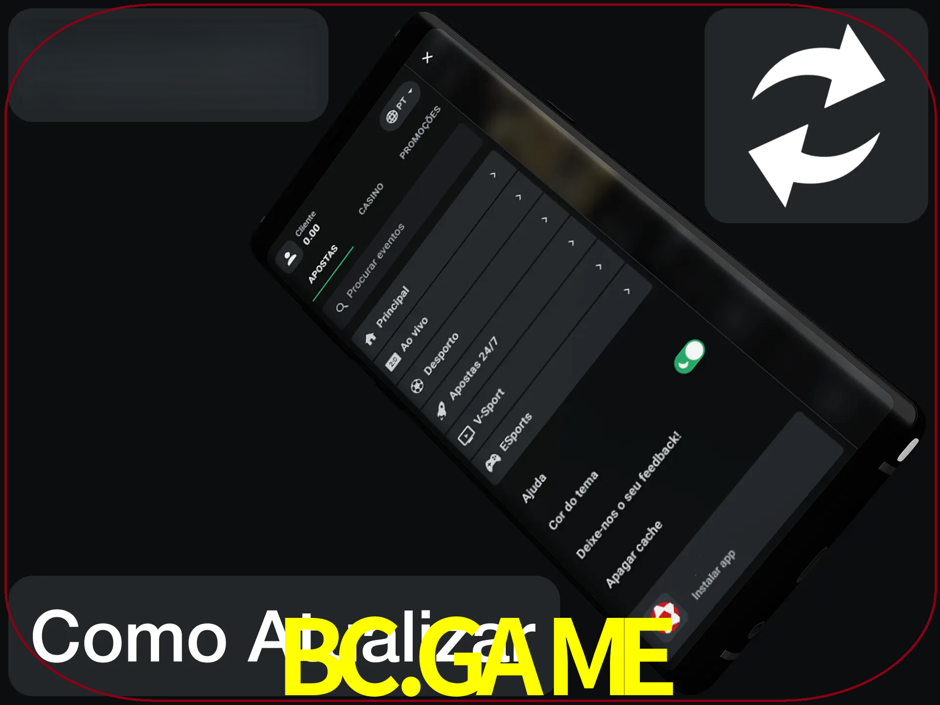 O aplicativo é atualizado automaticamente quando você faz o login.