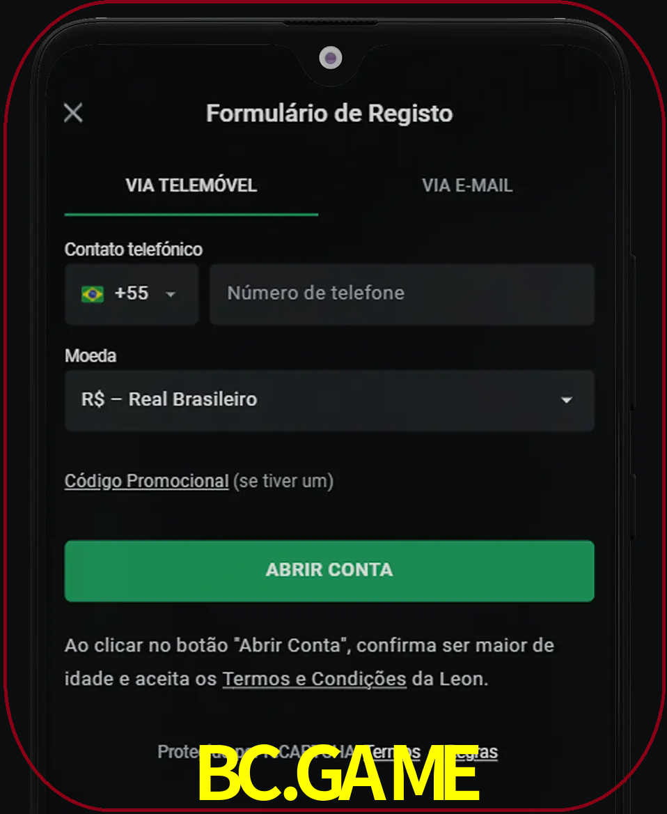 Abra o aplicativo e inicie o processo de registro.